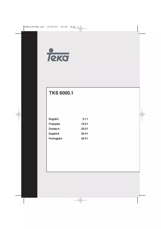 Mode d'emploi TEKA TKS 6000E