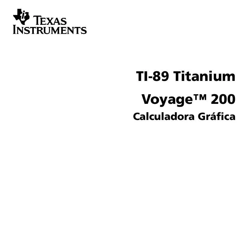 Mode d'emploi TEXAS INSTRUMENTS TI-89 TITANIUM