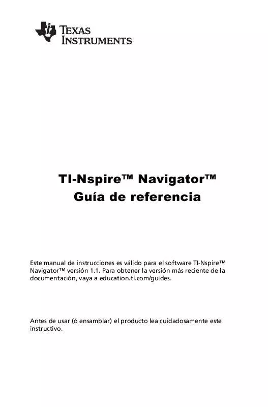Mode d'emploi TEXAS INSTRUMENTS TI-NSPIRE NAVIGATOR 1.1