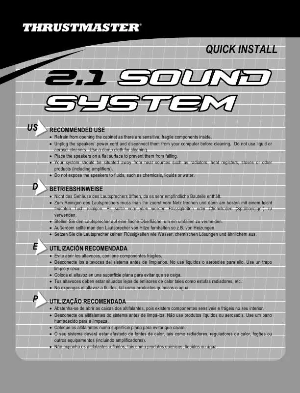 Mode d'emploi THRUSTMASTER 2.1 SOUND SYSTEM