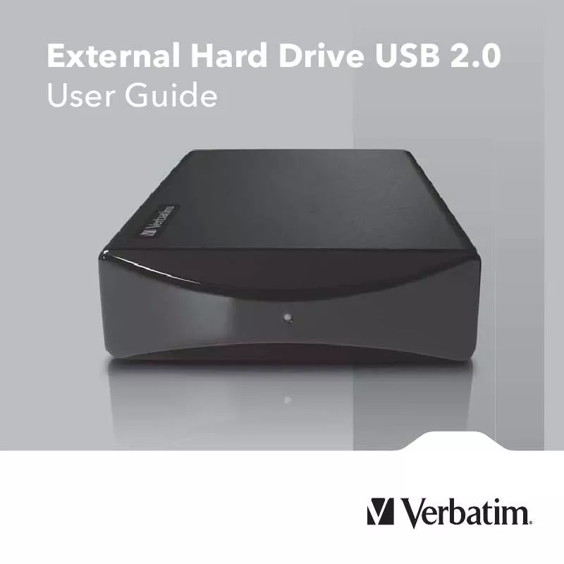 Mode d'emploi VERBATIM EXTERNAL HARD DRIVE USB 2.0