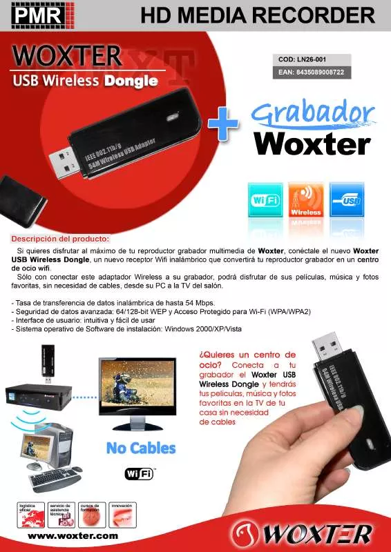 Mode d'emploi WOXTER USB WIRELESS DONGLE