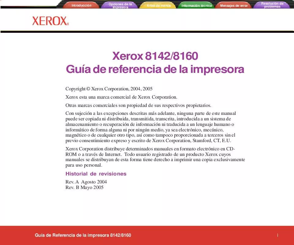 Mode d'emploi XEROX 8160