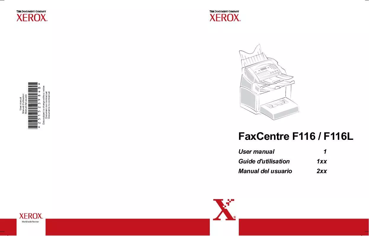 Mode d'emploi XEROX FAXCENTRE F116
