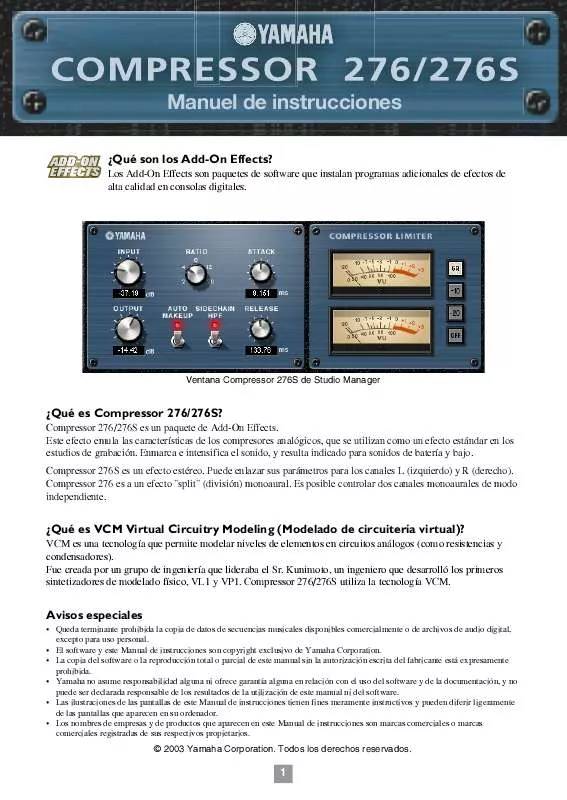 Mode d'emploi YAMAHA ADD-ON EFFECTS AE011