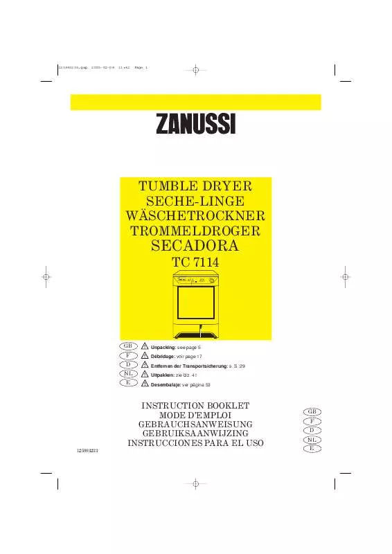Mode d'emploi ZANUSSI TC7114