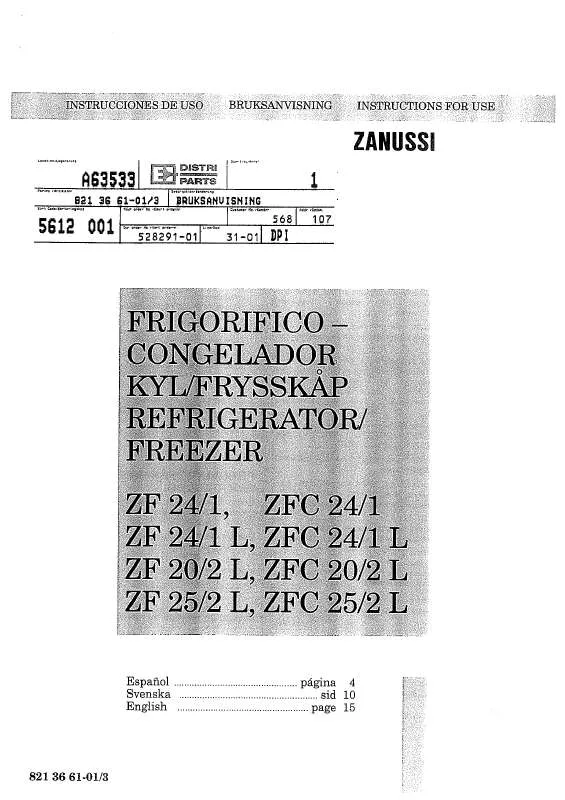 Mode d'emploi ZANUSSI ZFC24/1