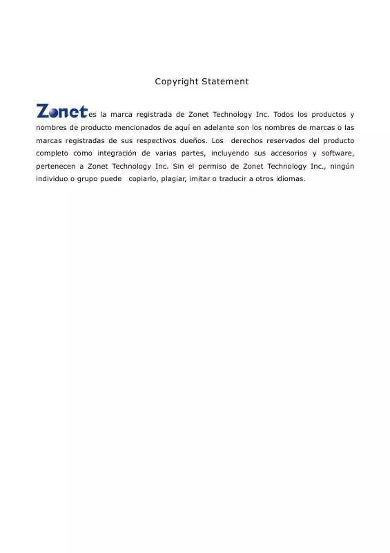 Mode d'emploi ZONET ZEW1605A