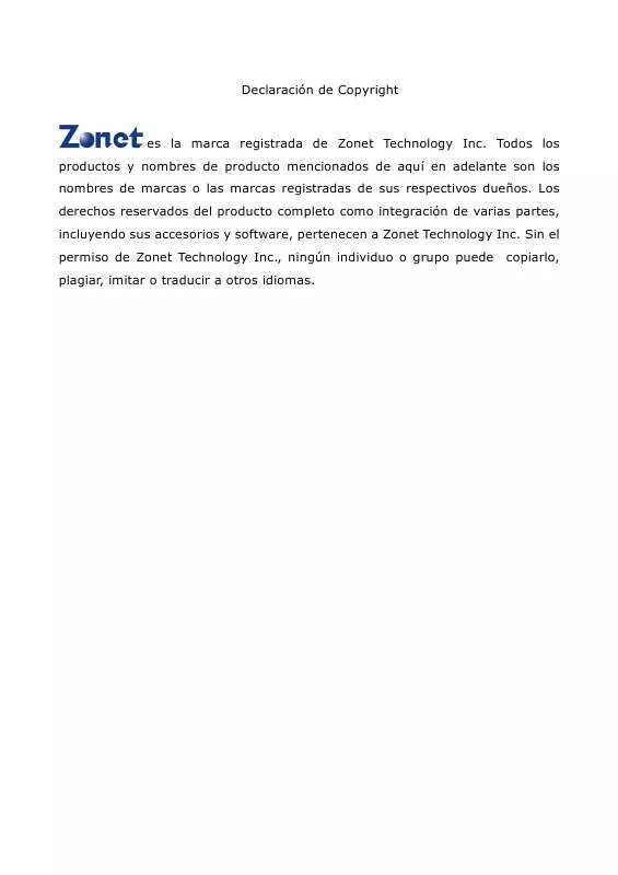 Mode d'emploi ZONET ZEW1642