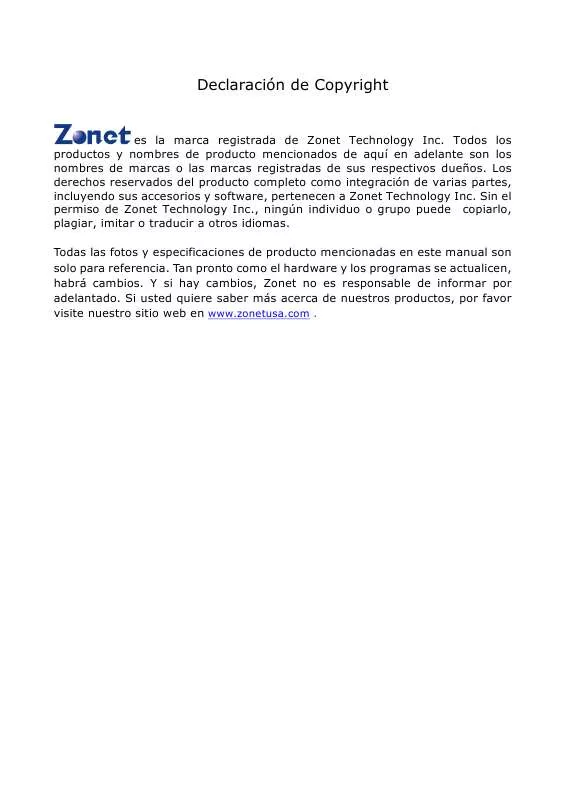 Mode d'emploi ZONET ZEW3003