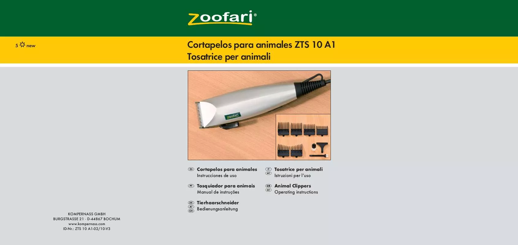 Mode d'emploi ZOOFARI ZTS 10 A1 ANIMAL CLIPPERS