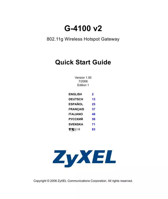 Mode d'emploi ZYXEL G-4100 V2