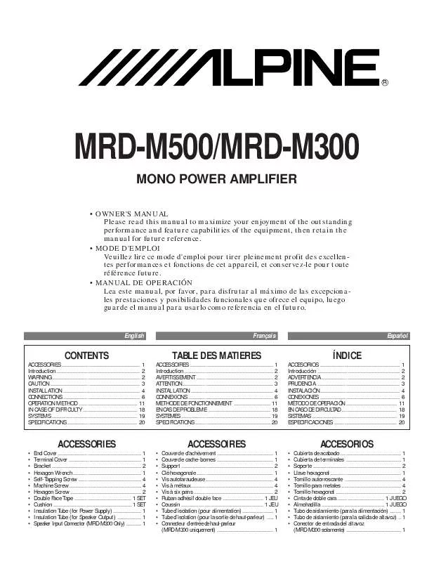 Mode d'emploi ALPINE MRD-M300