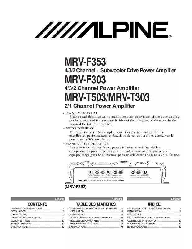 Mode d'emploi ALPINE MRV-F353