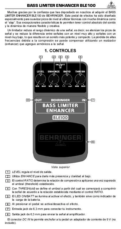 Mode d'emploi BEHRINGER BLE100