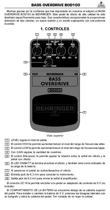 Mode d'emploi BEHRINGER BOD100