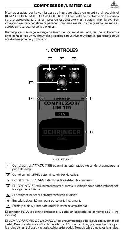 Mode d'emploi BEHRINGER CL9