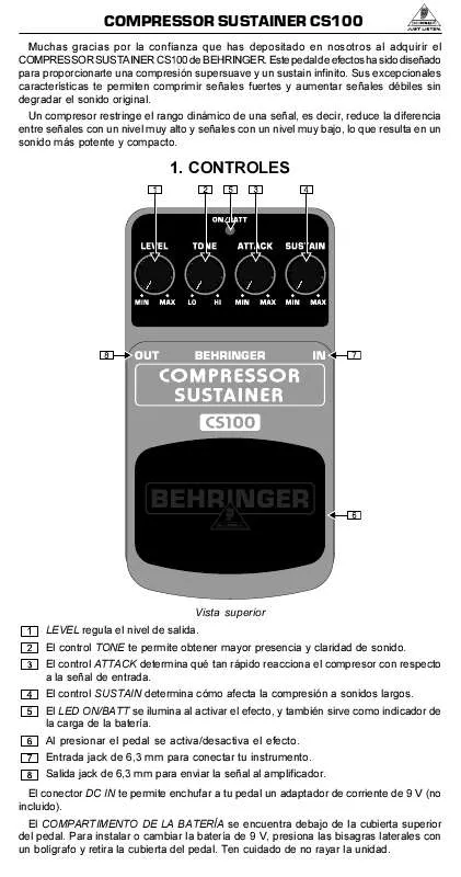 Mode d'emploi BEHRINGER CS100