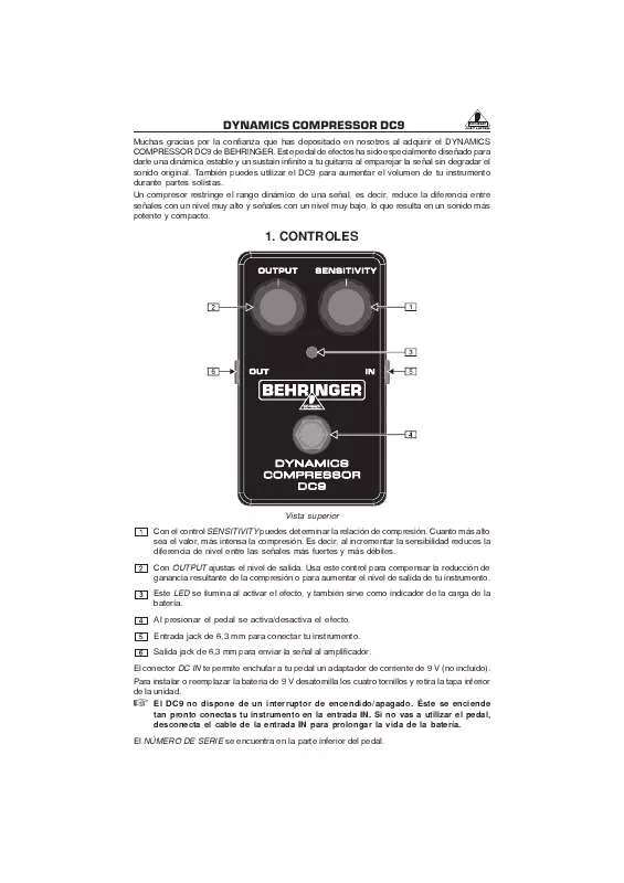 Mode d'emploi BEHRINGER DC9