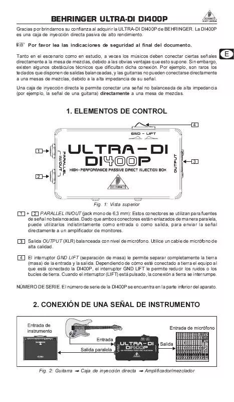 Mode d'emploi BEHRINGER DI400P