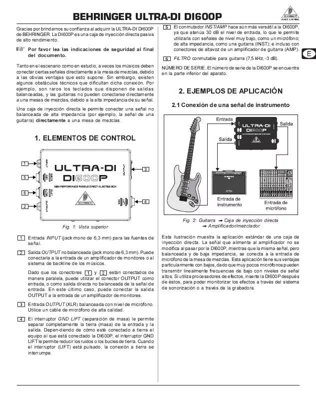 Mode d'emploi BEHRINGER DI600P