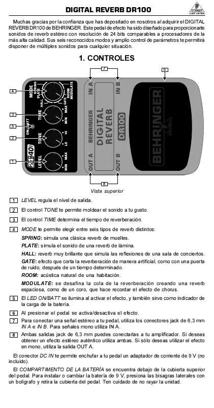 Mode d'emploi BEHRINGER DR100