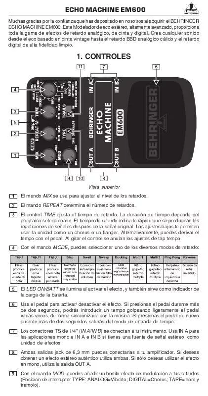 Mode d'emploi BEHRINGER EM600