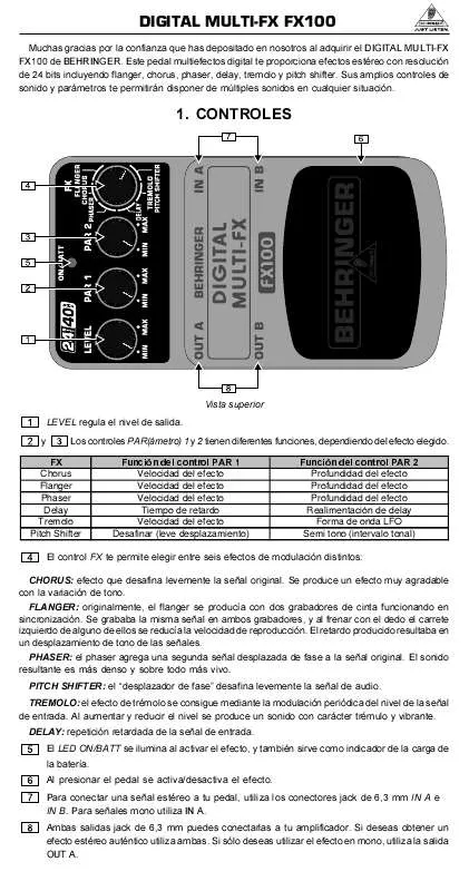 Mode d'emploi BEHRINGER FX100