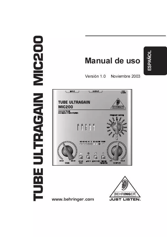 Mode d'emploi BEHRINGER MIC200