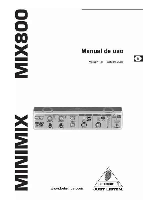 Mode d'emploi BEHRINGER MIX800