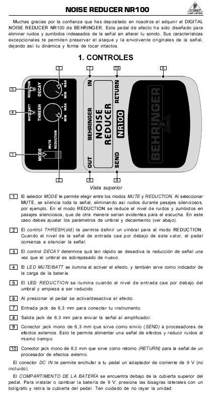 Mode d'emploi BEHRINGER NR100