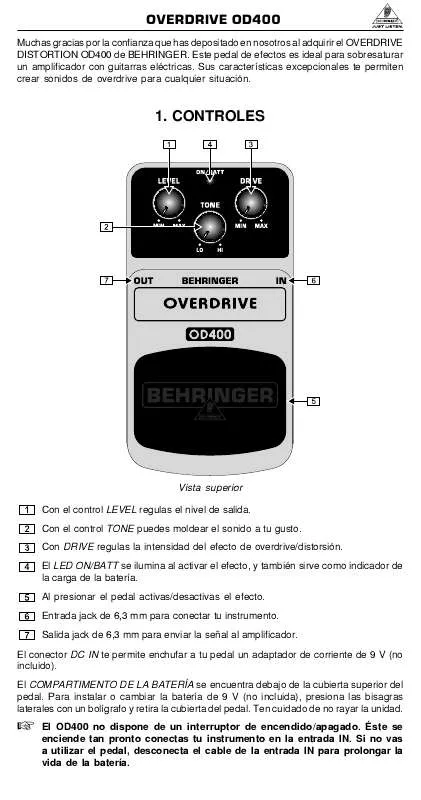 Mode d'emploi BEHRINGER OD400