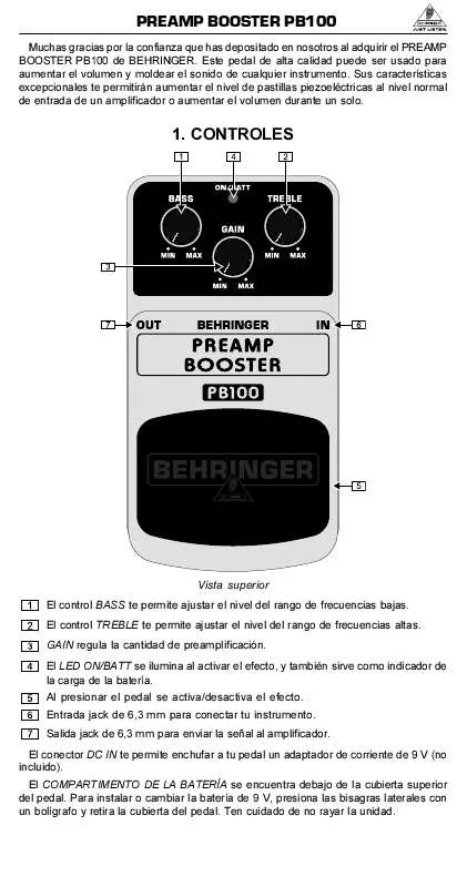 Mode d'emploi BEHRINGER PB100