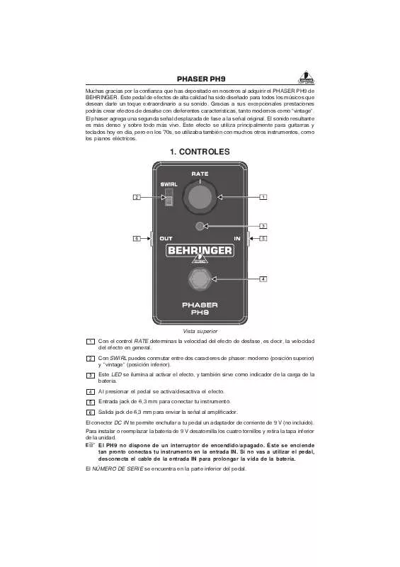 Mode d'emploi BEHRINGER PH9