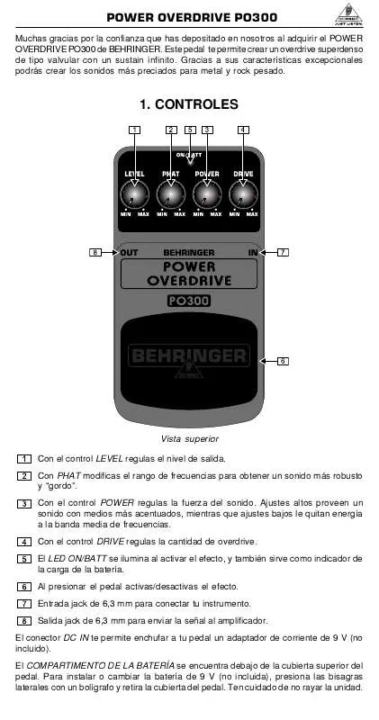 Mode d'emploi BEHRINGER PO300