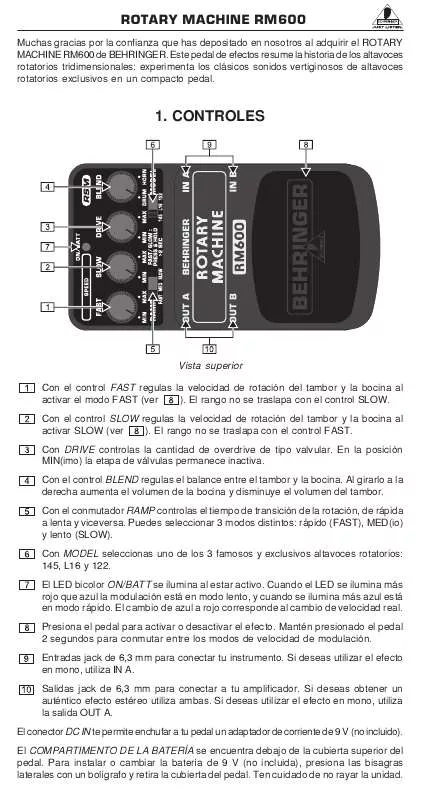 Mode d'emploi BEHRINGER RM600