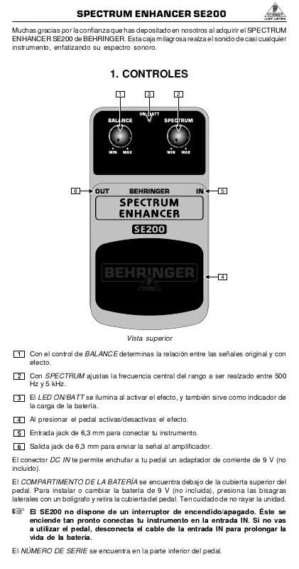 Mode d'emploi BEHRINGER SE200