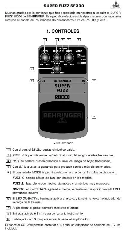 Mode d'emploi BEHRINGER SF300