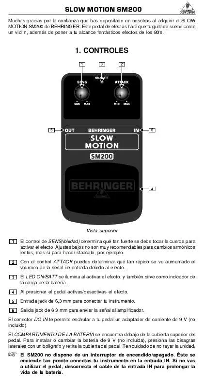 Mode d'emploi BEHRINGER SM200