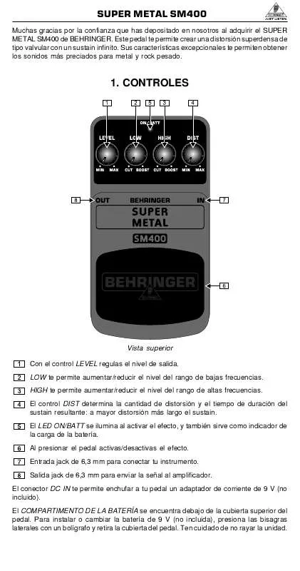 Mode d'emploi BEHRINGER SM400