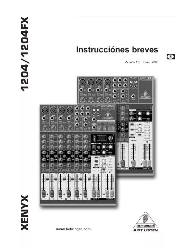 Mode d'emploi BEHRINGER XENYX 1204FX