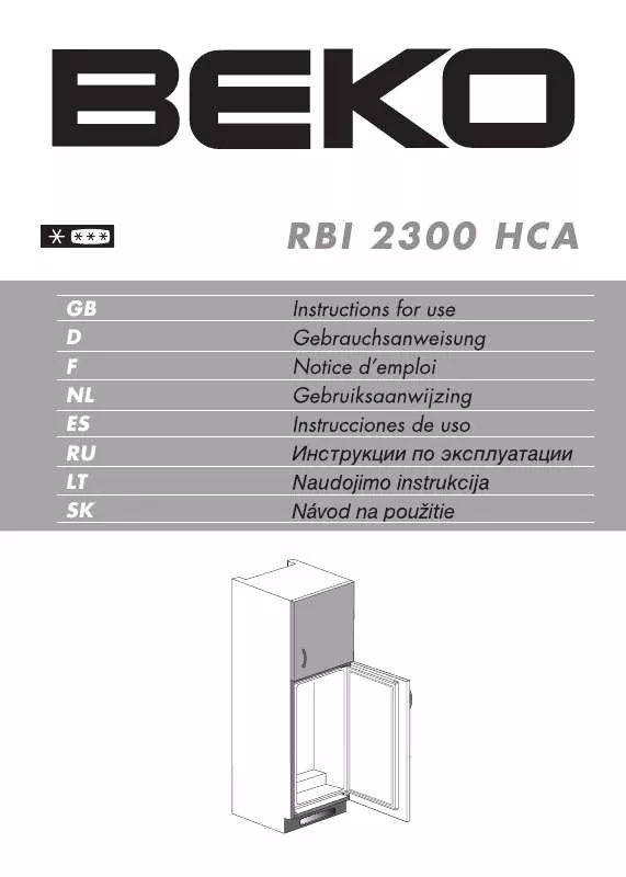 Mode d'emploi BEKO RBI 2300 HCA