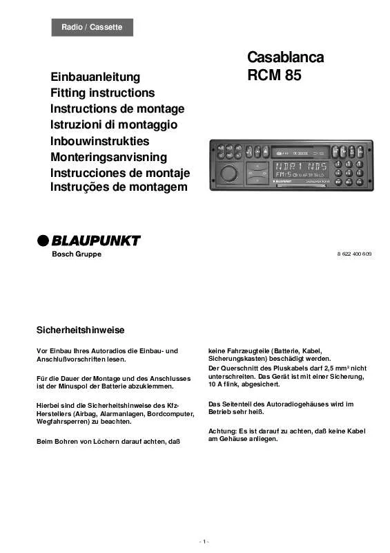 Mode d'emploi BLAUPUNKT CASABLANCA RCM 85