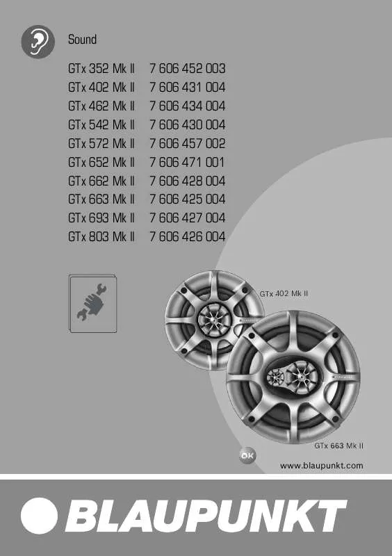 Mode d'emploi BLAUPUNKT GTX 402 MK II