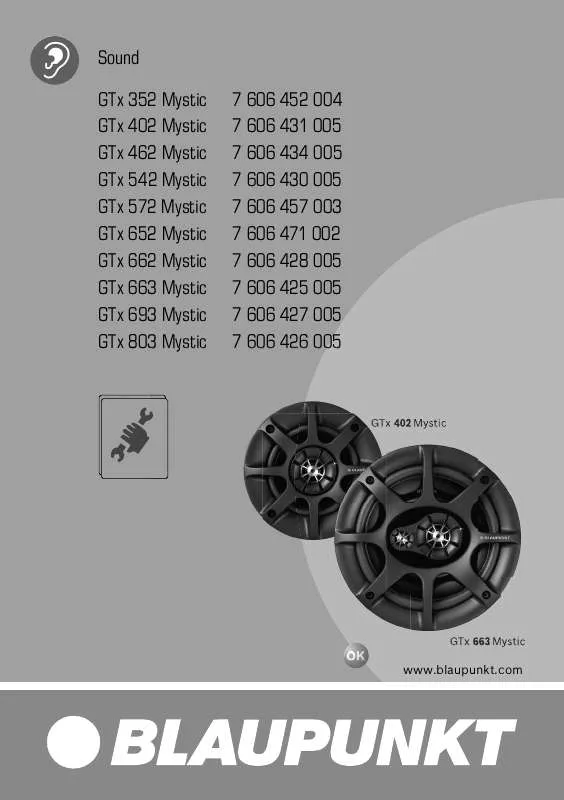 Mode d'emploi BLAUPUNKT GTX 693 MYSTIC SERIES