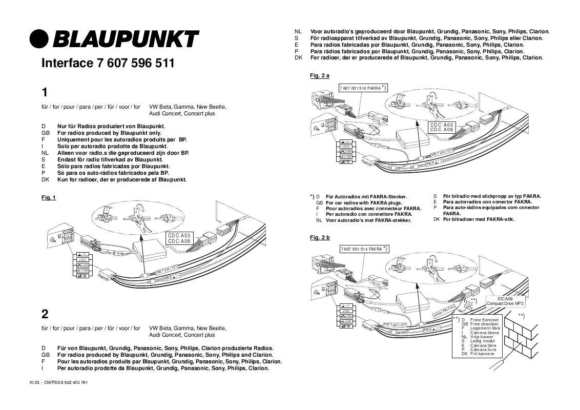 Mode d'emploi BLAUPUNKT IF CDCA08 IDCA09 VW AUDI