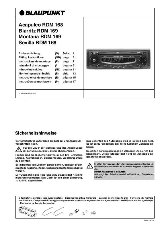 Mode d'emploi BLAUPUNKT MONTANA RDM 169