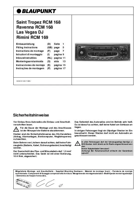 Mode d'emploi BLAUPUNKT RIMINI RCM 169