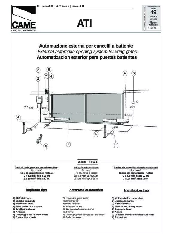 Mode d'emploi CAME ATI A5024N