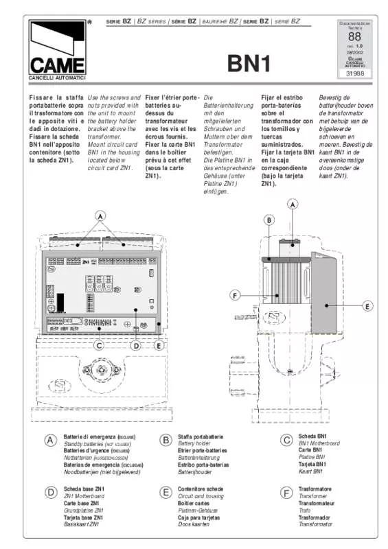 Mode d'emploi CAME BN1